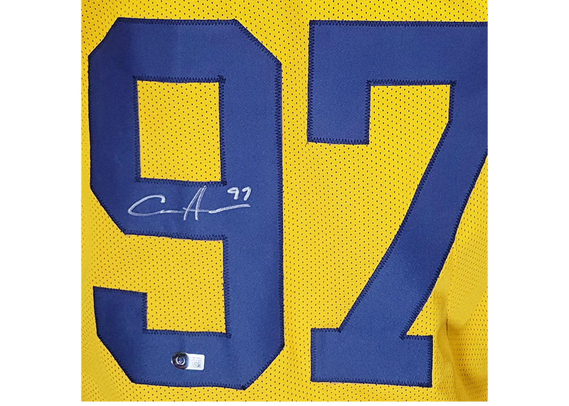 Aidan Hutchinson Signed Custom College Yellow Football Jersey Beckett