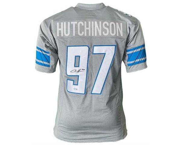 Aidan Hutchinson Signed Custom Gray Football Jersey (Beckett)