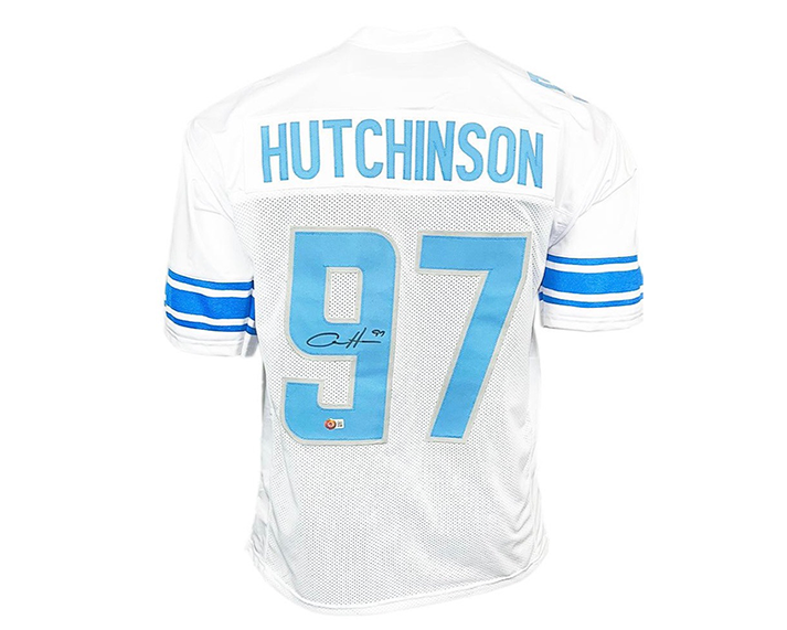 Aidan Hutchinson Signed Custom White Football Jersey (Beckett)