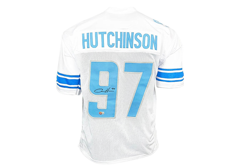 Aidan Hutchinson Signed Custom White Football Jersey (Beckett)