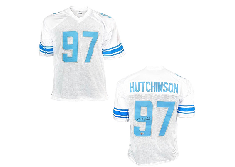 Aidan Hutchinson Signed Custom White Football Jersey (Beckett)