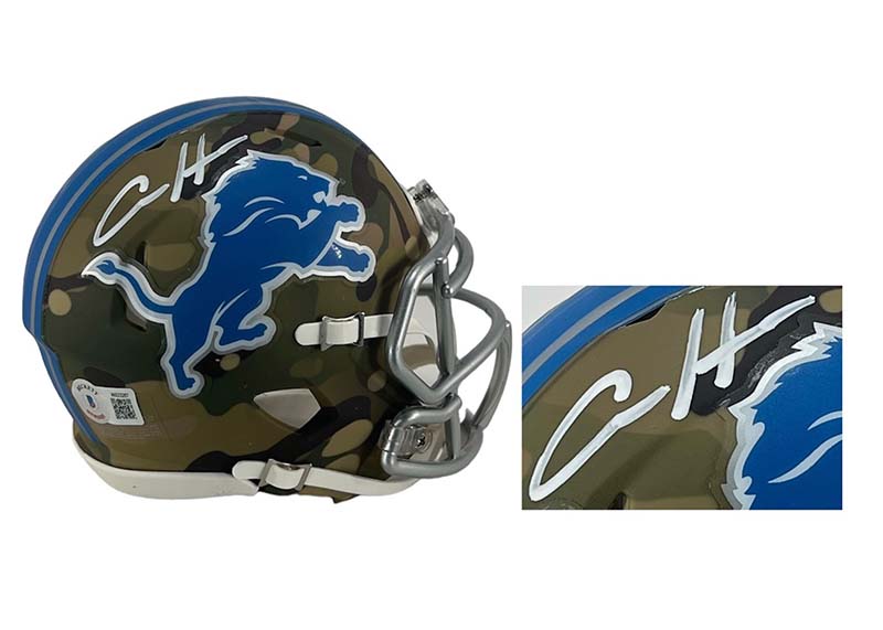 Aidan Hutchinson Signed Detroit Lions Camo Mini Football Helmet Beckett