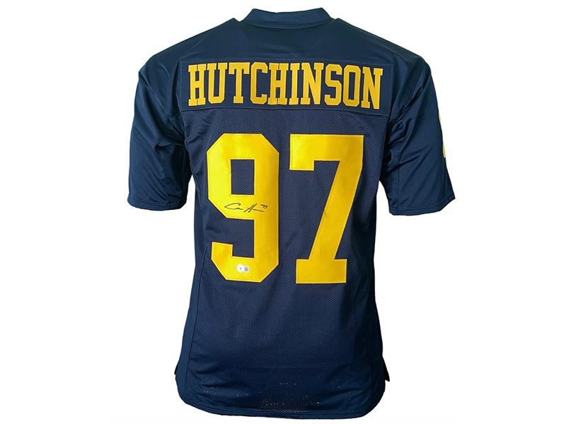 Aidan Hutchinson Signed Custom Blue College Football Jersey (Beckett)