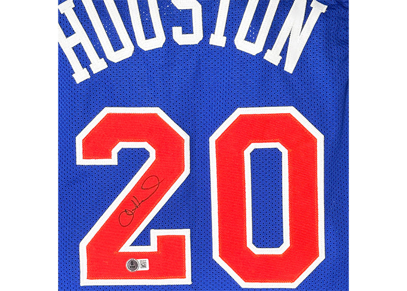 Alan Houston Signed New York Blue Basketball Jersey Beckett
