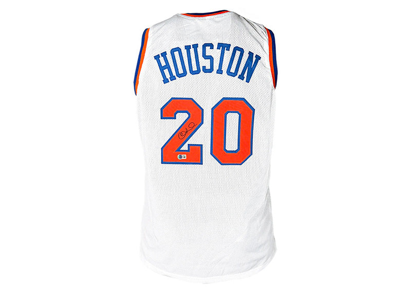 Alan Houston Signed New York White Basketball Jersey Beckett