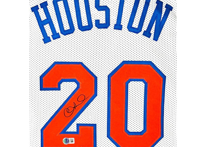 Alan Houston Signed New York White Basketball Jersey Beckett