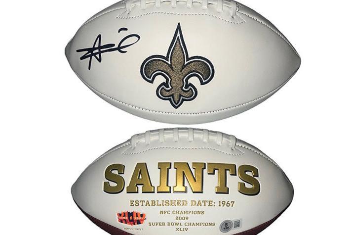 Alvin Kamara Signed New Orleans Saints Logo football Beckett