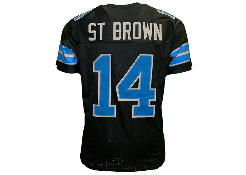 Amon-Ra St Brown Unsigned Detroit Black Football Jersey