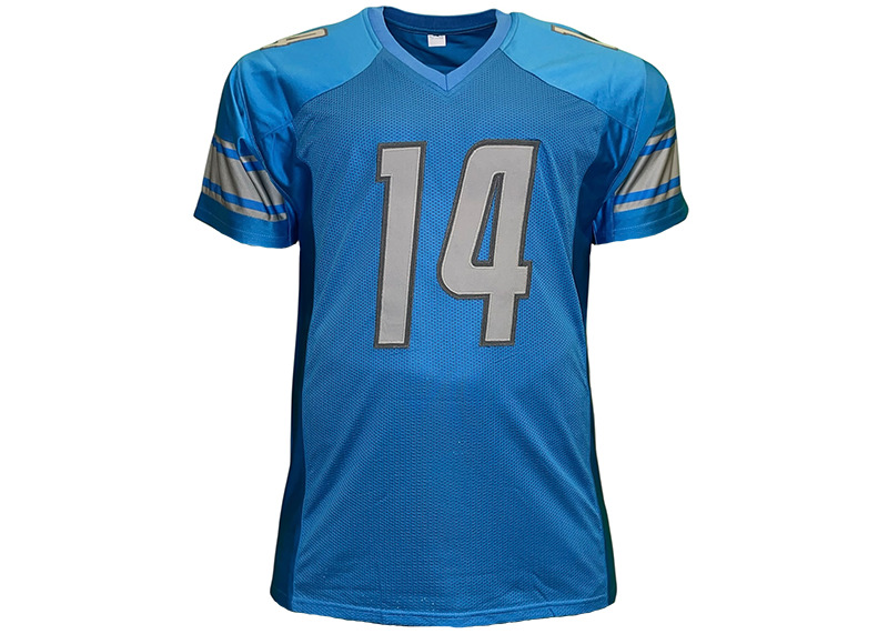 Amon-Ra St Brown Unsigned Detroit Blue Football Jersey