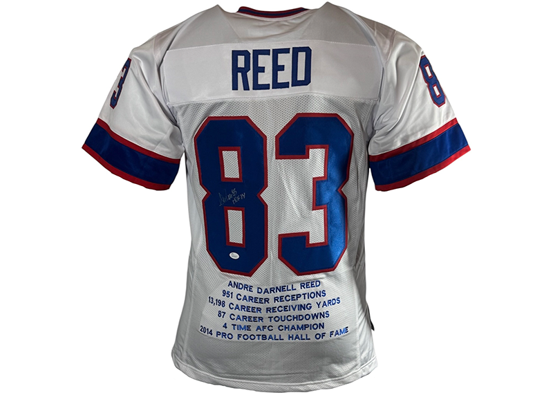 Andre Reed Signed Buffalo White Stat Football Jersey JSA