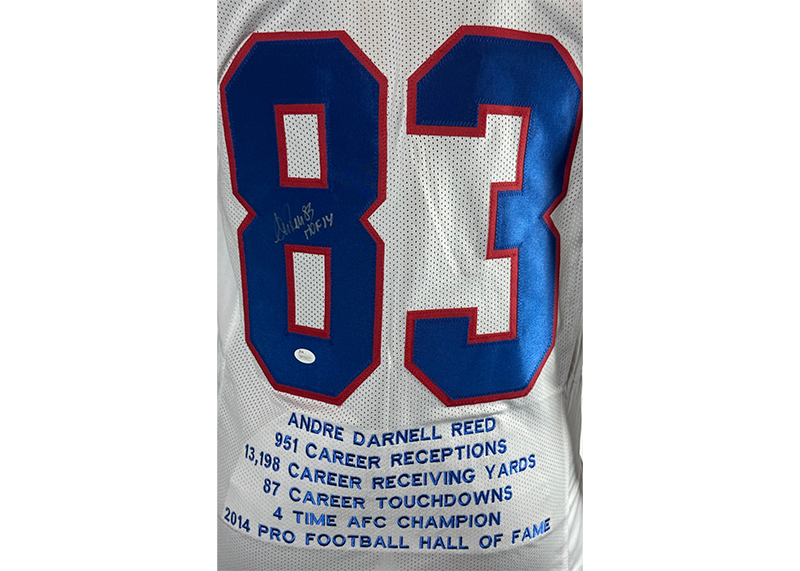 Andre Reed Signed Buffalo White Stat Football Jersey JSA