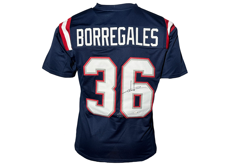 Andres Borregales Signed New England Blue Football Jersey JSA