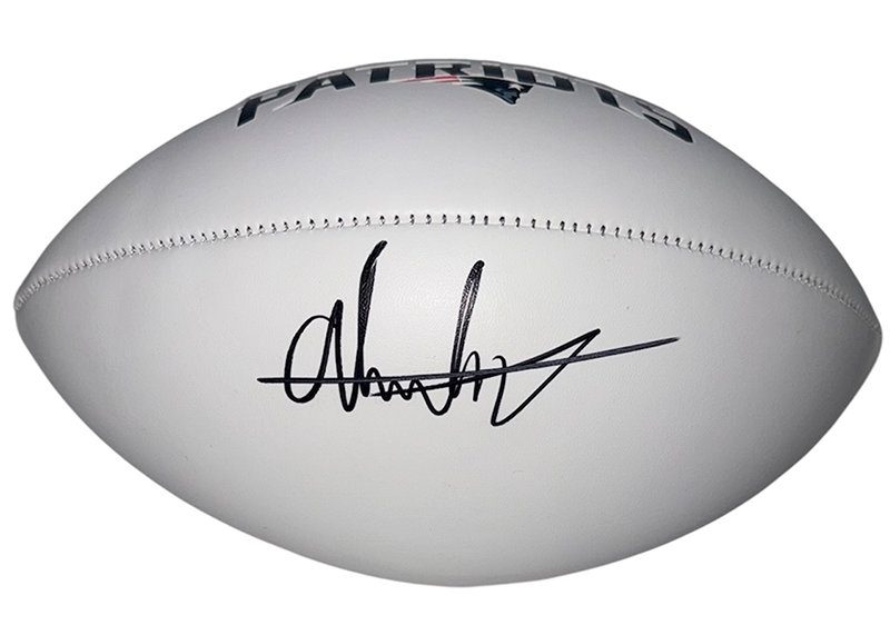 Andres Borregales Signed New England Patriots Logo Football JSA