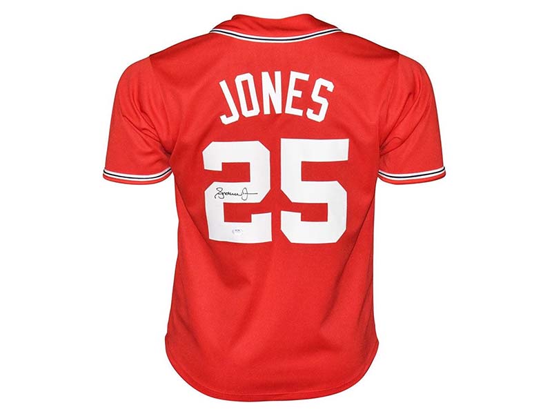 Andruw Jones Signed Atlanta Red Custom Baseball Jersey (PSA)