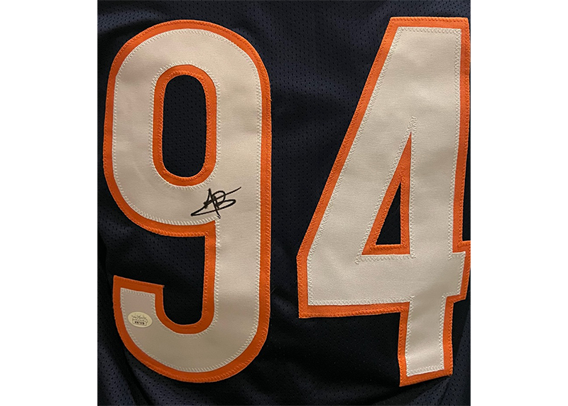 Austin Booker Signed Chicago Blue Football game Cut Jersey JSA