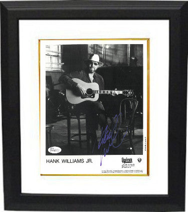 Hank Williams, Jr. signed Warner Bros/Capricorn Records B&W 8X10 Photo Custom Framing- JSA #R51141