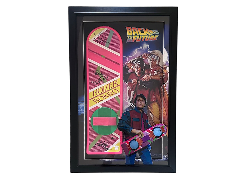 Back to the Future Hover Board Multi-Signed (Michael J. Fox, Christopher Lloyd, Tom Wilson, and Lea Thompson) 3D Frame JSA 23x35