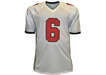 White sports jersey with red number 6 on a white background