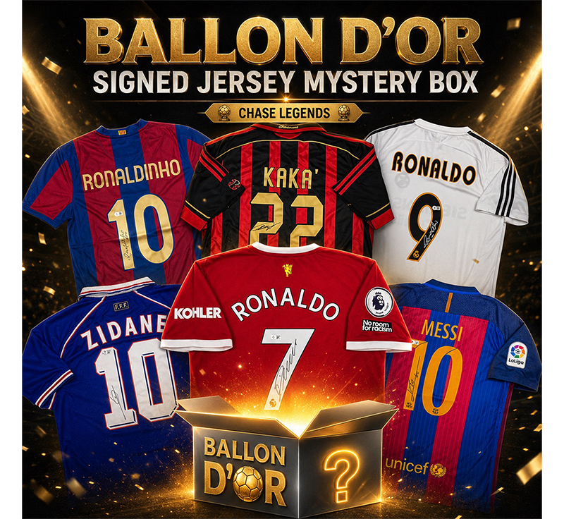 Ballon d'Or Autographed/Signed Jersey Mystery Box with PSA JSA or Beckett COA
