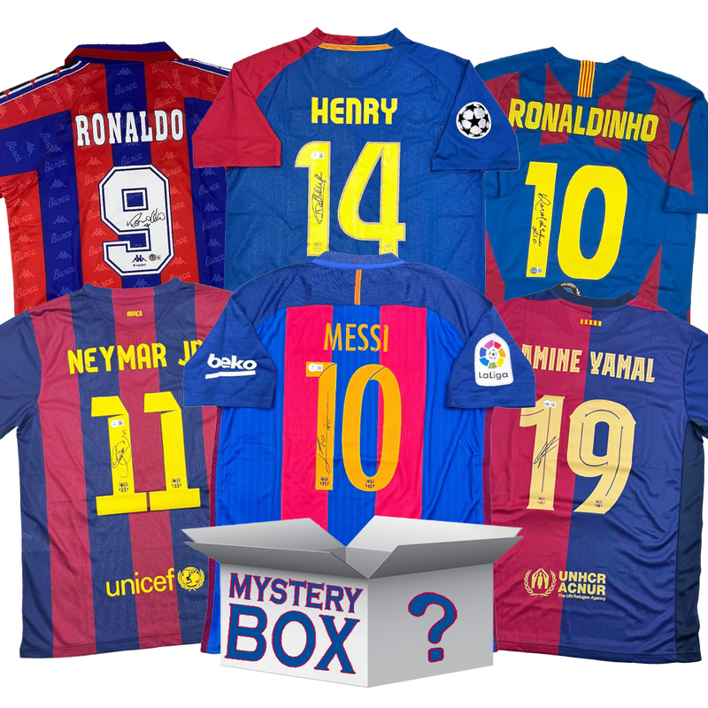 FC Barcelona Autographed/Signed Soccer Jersey Mystery Box with PSA JSA or Beckett COA