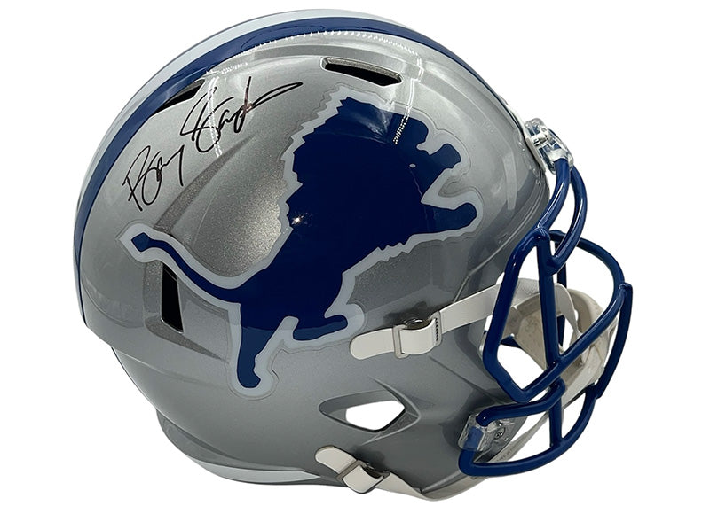 Barry Sanders Signed Detroit Lions Full Size Speed 83-02 Throwback Helmet JSA