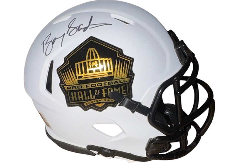 Barry Sanders Signed Hall of Fame Lunar Mini Football Helmet Schwartz