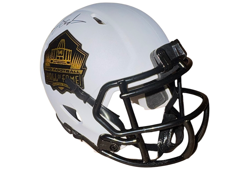 Barry Sanders Signed Hall of Fame Lunar Mini Football Helmet Schwartz