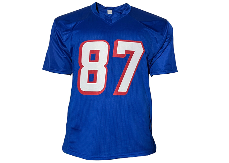 Ben Coates Signed New England Blue Football Jersey Beckett