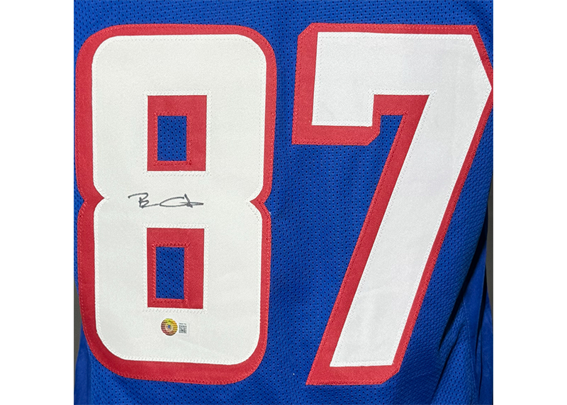 Ben Coates Signed New England Blue Football Jersey Beckett