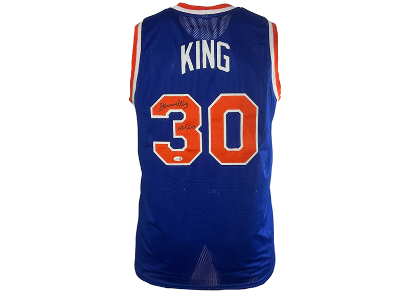 Bernard King Signed New York Blue Basketball Jersey JSA