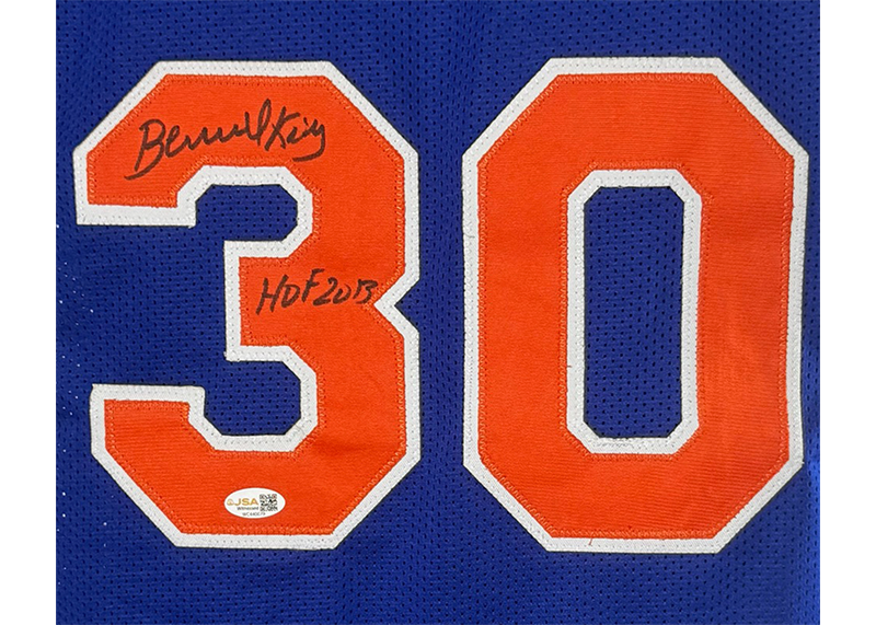 Bernard King Signed New York Blue Basketball Jersey JSA