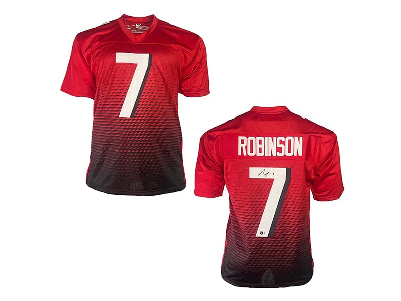 Bijan Robinson Signed Custom Red Football Jersey Beckett