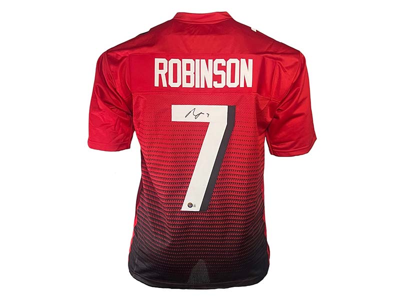 Bijan Robinson Signed Custom Red Football Jersey Beckett