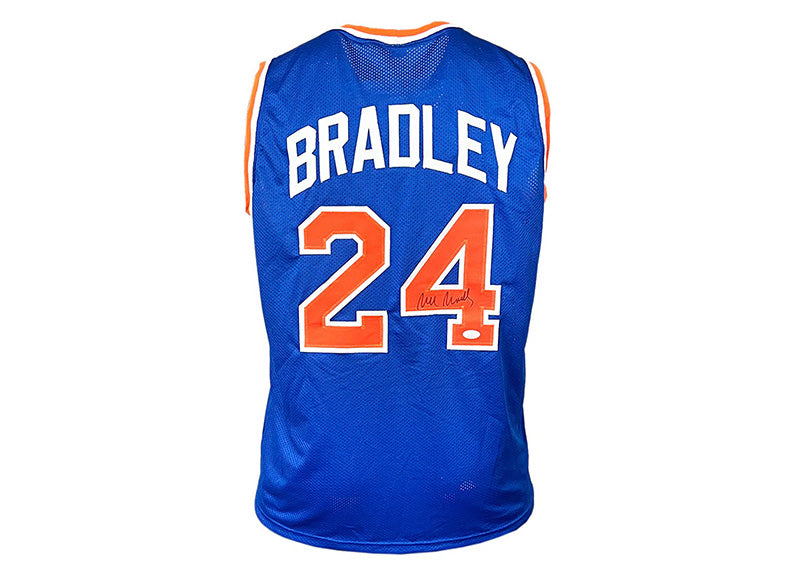 Bill Bradley Signed New York Blue Basketball Jersey (JSA)
