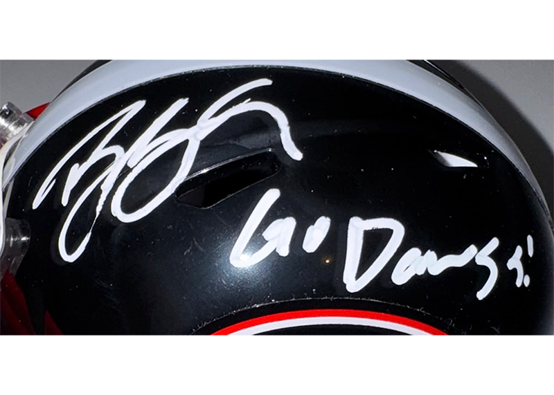 Bill Goldberg Signed Georgia Bulldogs ALT Speed Mini Helmet JSA Go Dawgs Inscription