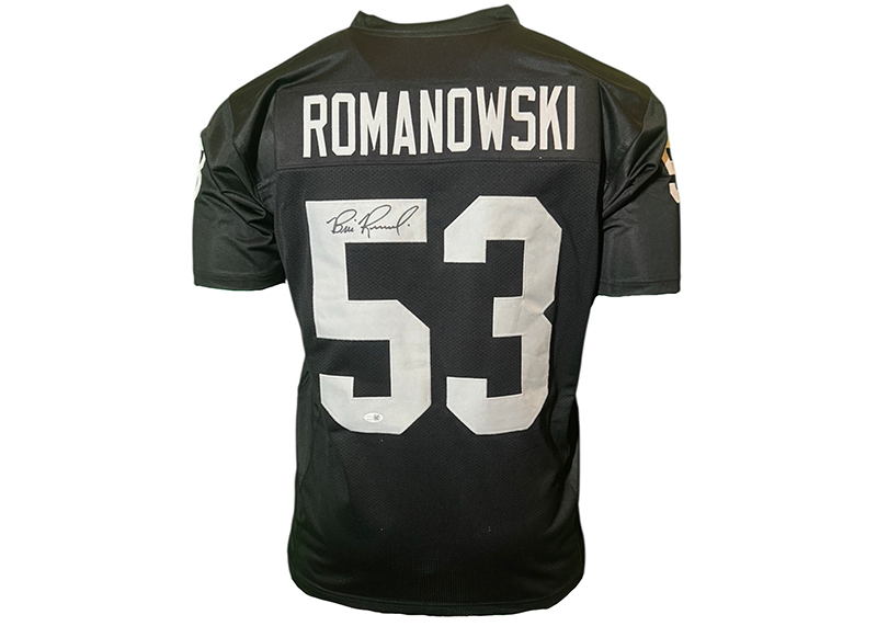 Bill Romanowski Signed Oakland Black Football Jersey JSA