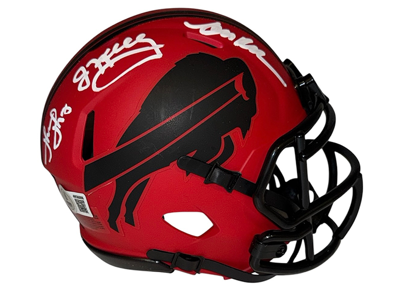 Bills Triplets Signed Buffalo Bills Rave Mini Helmet Kelly Reed Thomas JSA