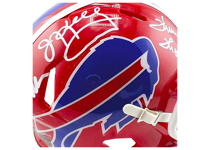 Bills Triplets Signed Buffalo Bills TB 87-01 Speed Mini Football Helmet JSA
