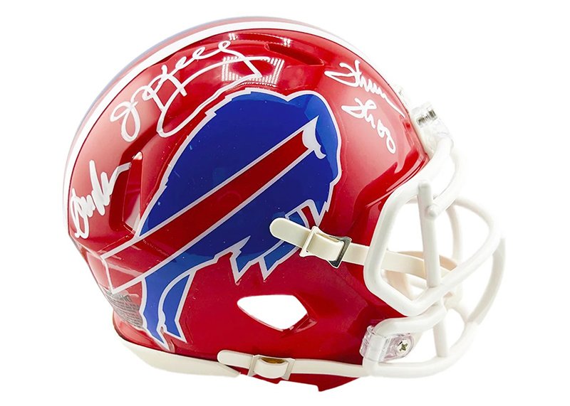 Bills Triplets Signed Buffalo Bills TB 87-01 Speed Mini Football Helmet JSA