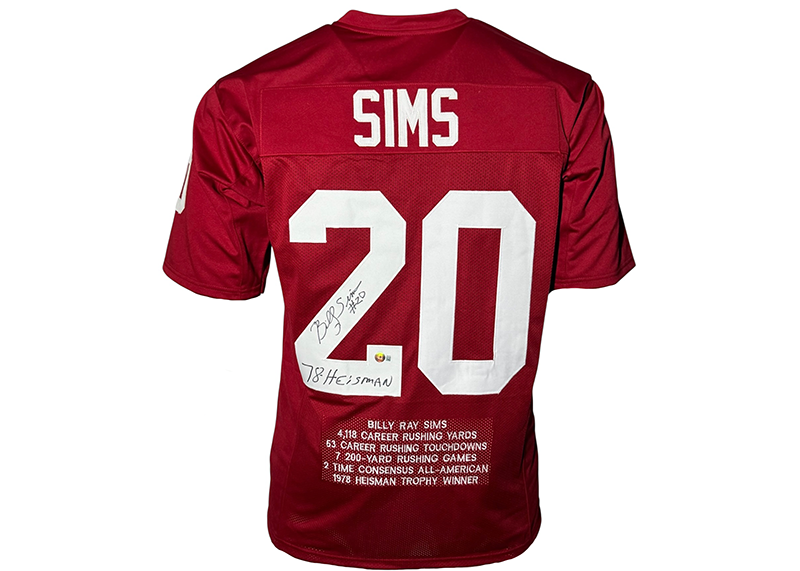 Billy Sims Signed Red College Football Stat Jersey Beckett