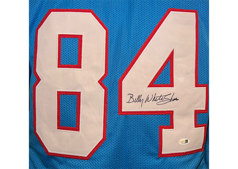 Billy "White Shoes" Johnson Signed Houston Light Blue Football Jersey JSA