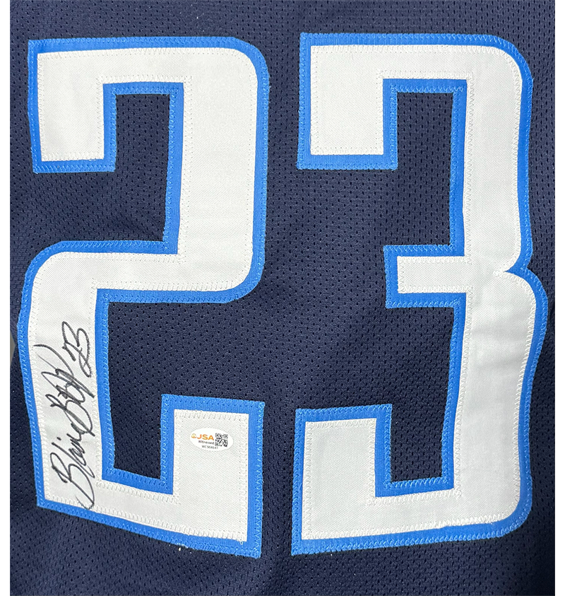 Blaine Bishop Signed Tennessee Blue Football Jersey JSA