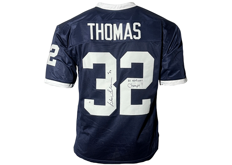 Blair Thomas Signed College Blue Football Jersey JSA