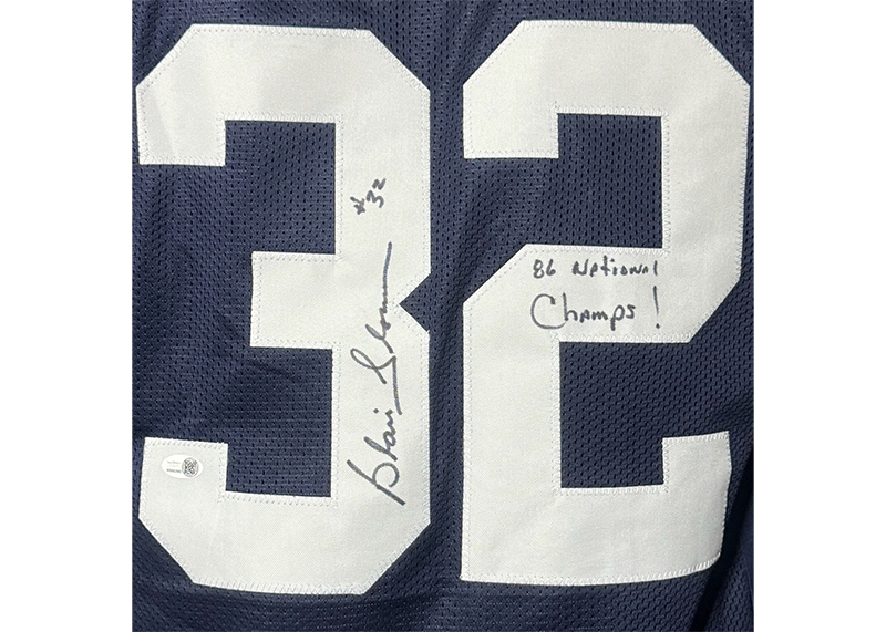 Blair Thomas Signed College Blue Football Jersey JSA