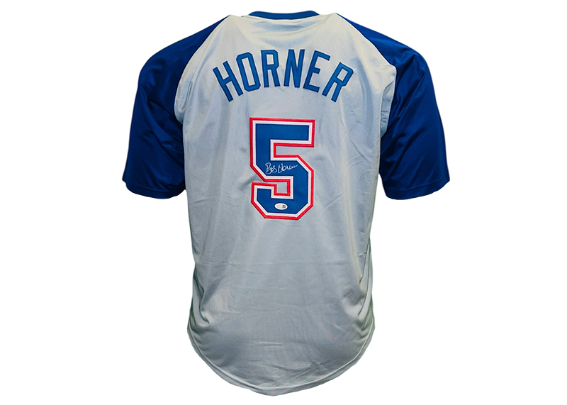 Bob Horner Signed Atlanta Gray Throwback Baseball Jersey JSA