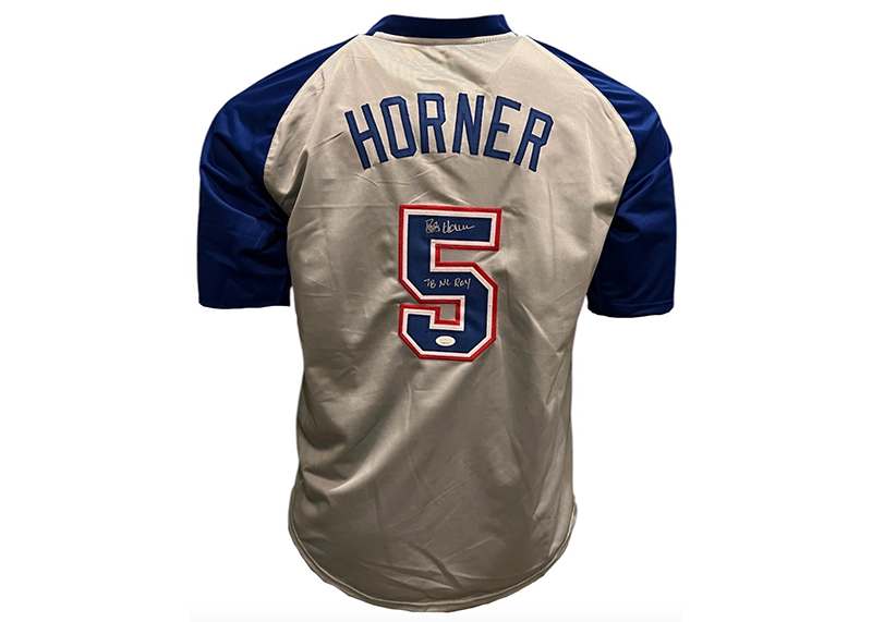 Bob Horner Signed Atlanta Grey Throwback Baseball Jersey (JSA) With Inscription
