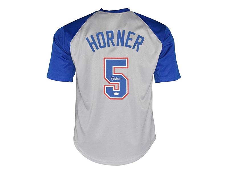 Bob Horner Signed Atlanta Grey Custom Throwback Baseball Jersey (JSA)