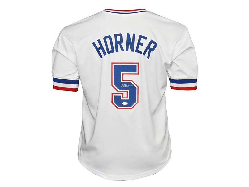 Bob Horner Signed Atlanta White Custom Throwback Baseball Jersey (JSA)