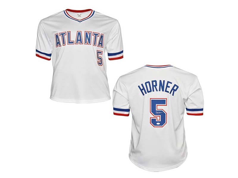 Bob Horner Signed Atlanta White Custom Throwback Baseball Jersey (JSA)