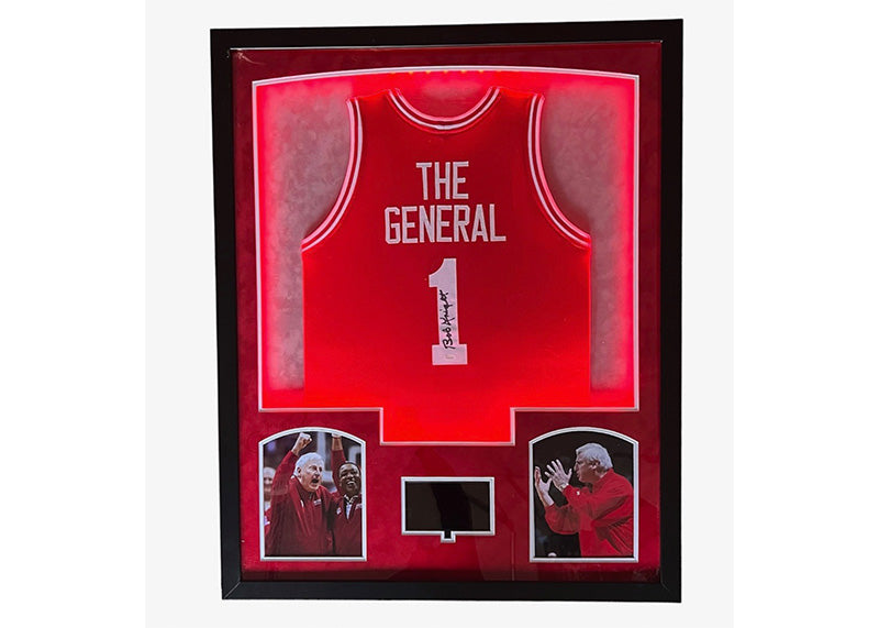Bob Knight Signed 34x42 Lighted Framed Basketball Jersey With Playable Video TV JSA